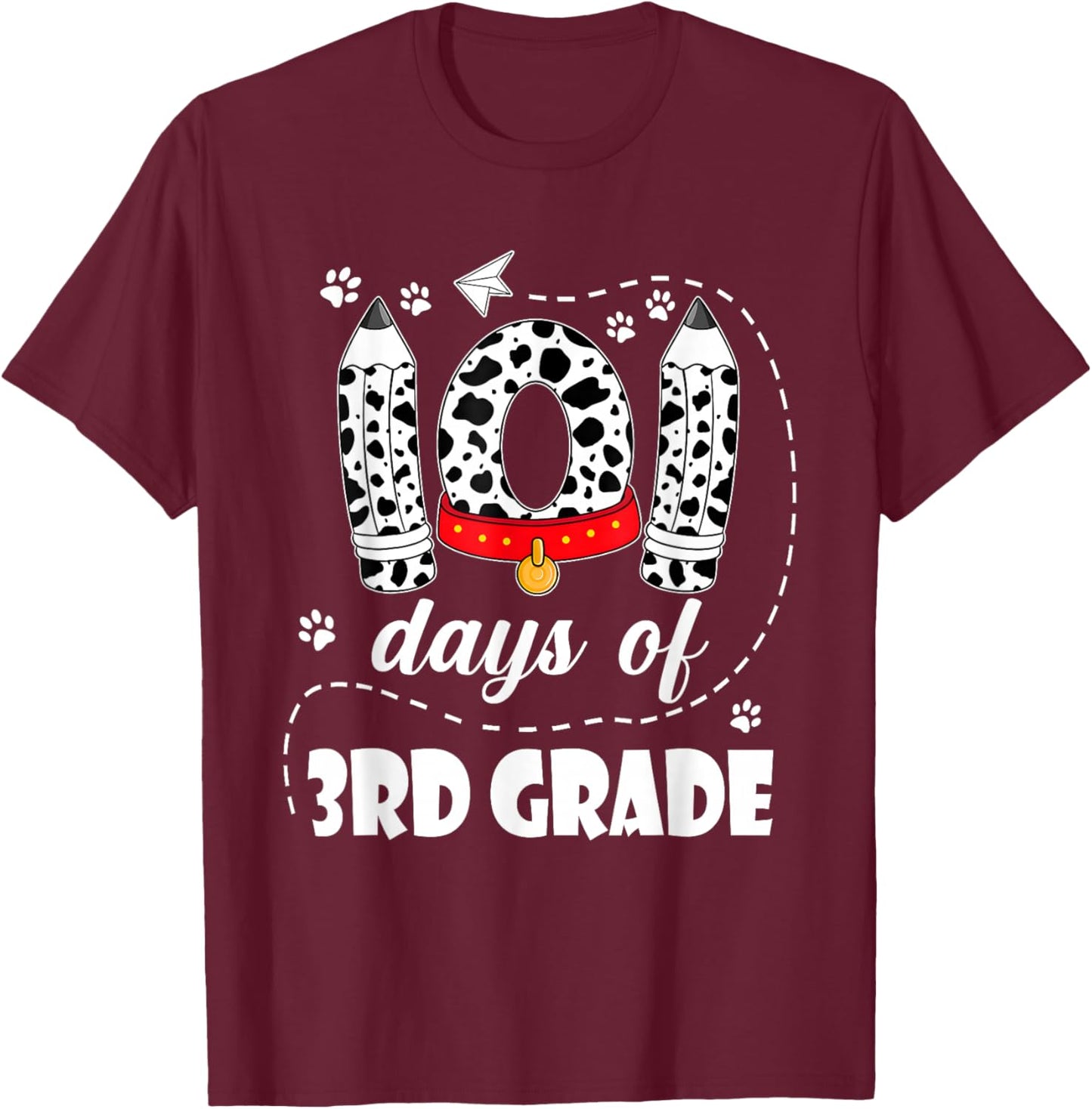 101 Days of 3rd Grade 100 Days of School Kids Teacher T-Shirt - T-Shirt | Maroon