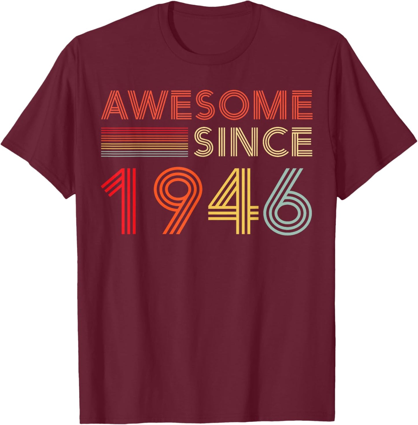 Awesome 80 Birthday Decorations Men 80yr 1946 80th Birthday T-Shirt - T-Shirt | Maroon