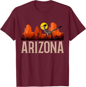 Arizona Desert Vibes Roadrunner T-Shirt - T-Shirt | Maroon