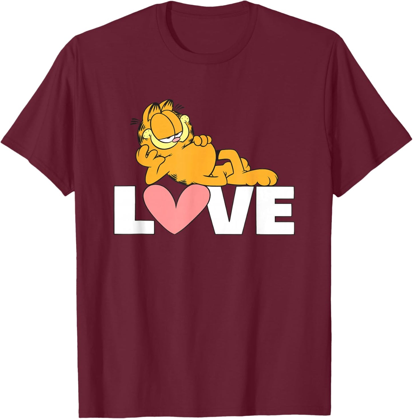 Garfield Valentine's Day Relaxed and in Love T-Shirt - T-Shirt | Maroon