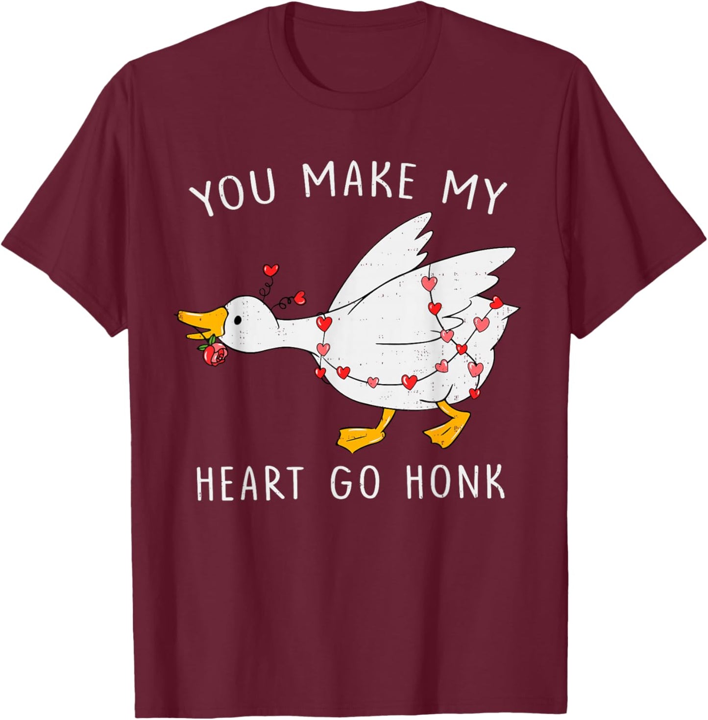 Go Honk Goose Heart Funny Valentines Day Couple Men Women T-Shirt - T-Shirt | Maroon