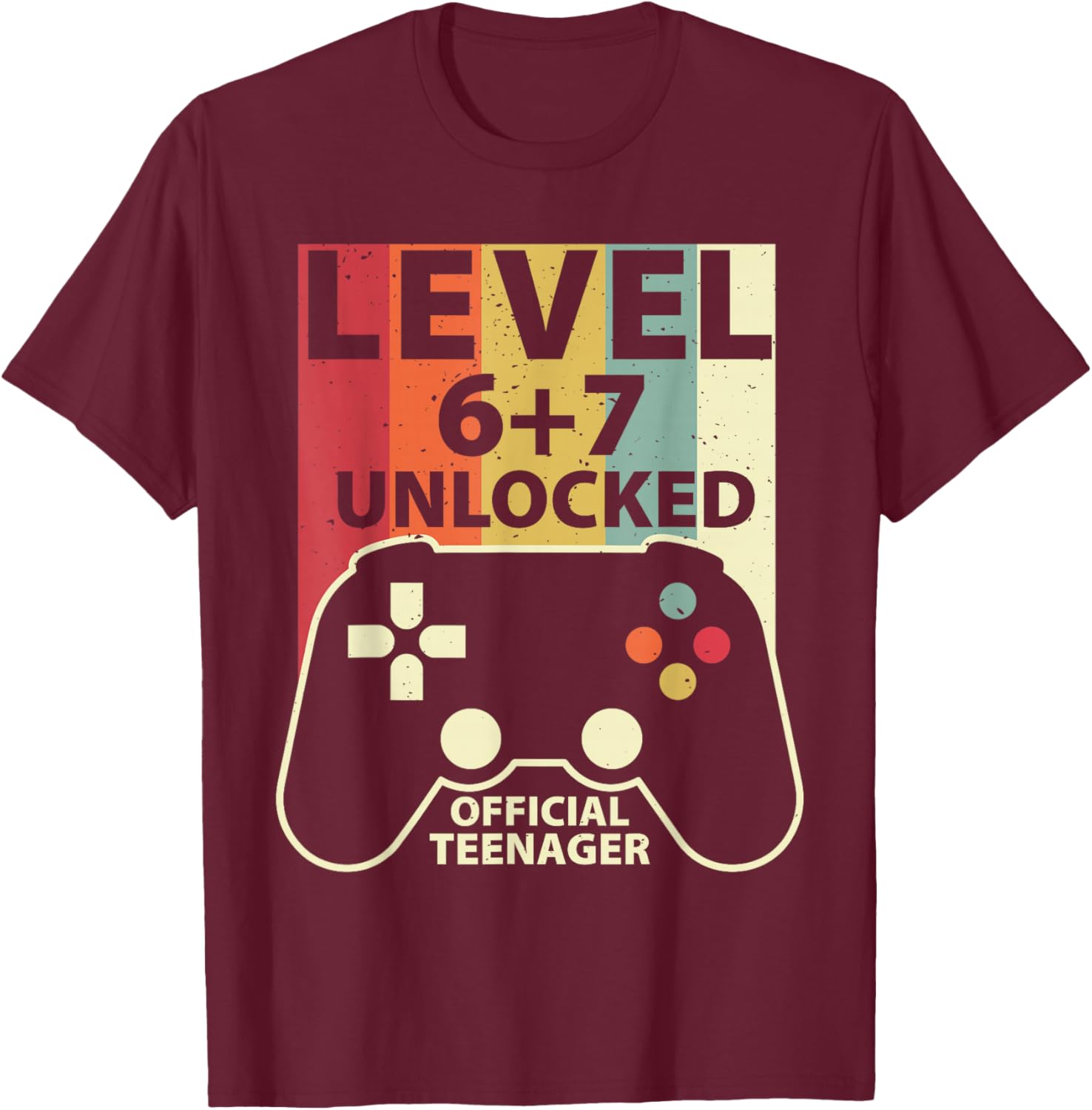 Level 13 Unlocked 67 Meme 13th Birthday Retro Gaming Boys T-Shirt - T-Shirt | Maroon