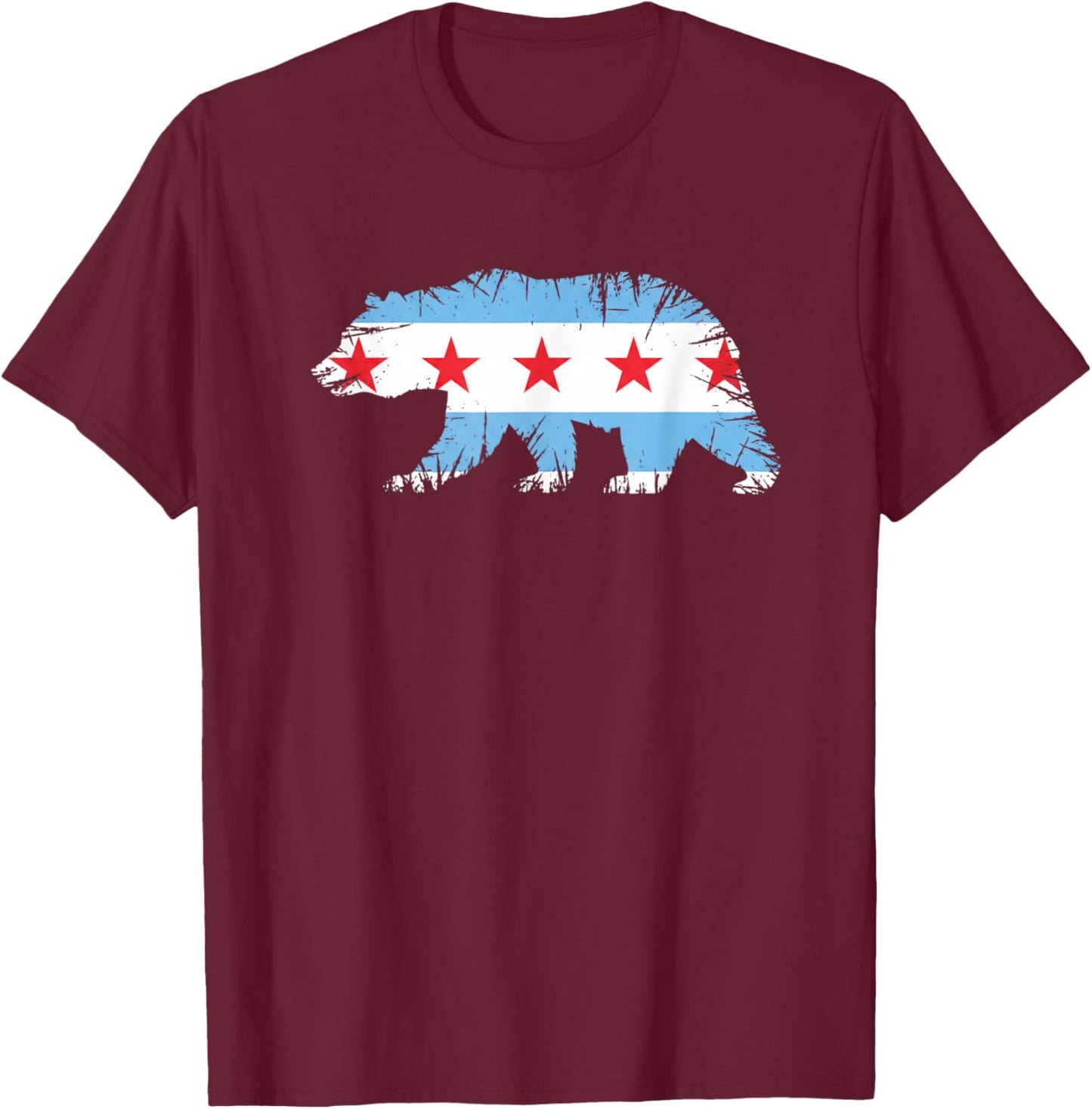 Chicago Flag Rustic City Pride Illinois Animal T-Shirt - T-Shirt | Maroon