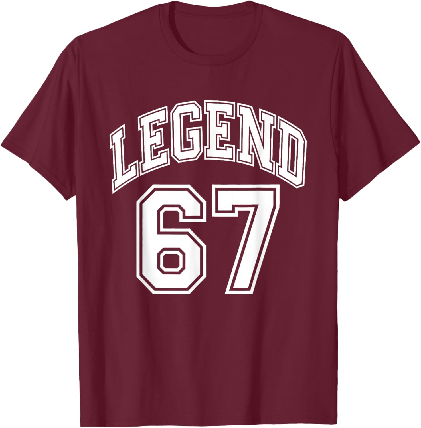 67th Birthday Legend Number 67 Athletic Jersey Style T-Shirt - T-Shirt | Maroon
