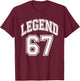 67th Birthday Legend Number 67 Athletic Jersey Style T-Shirt - T-Shirt | Maroon