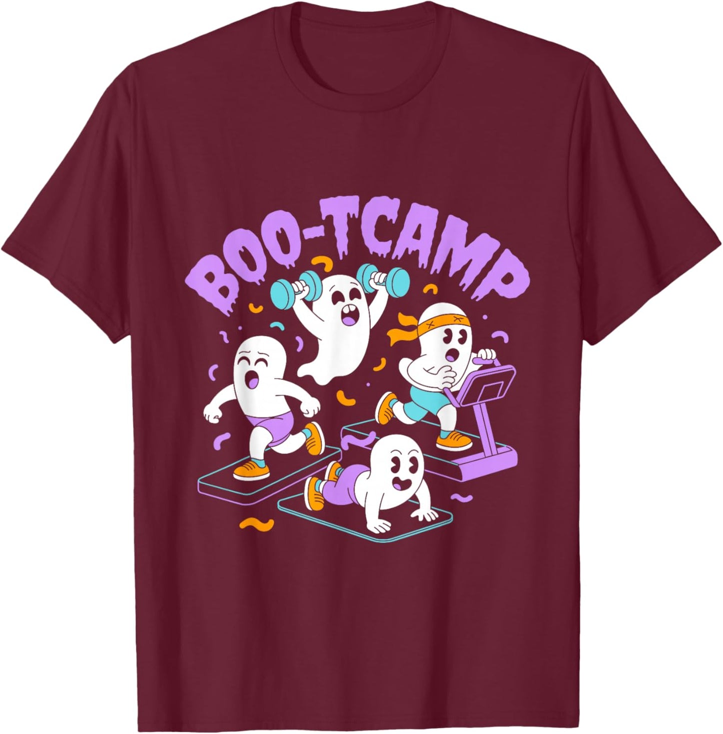 Retro Boo-TCAMP Funny Spooky Halloween T-Shirt - T-Shirt | Maroon