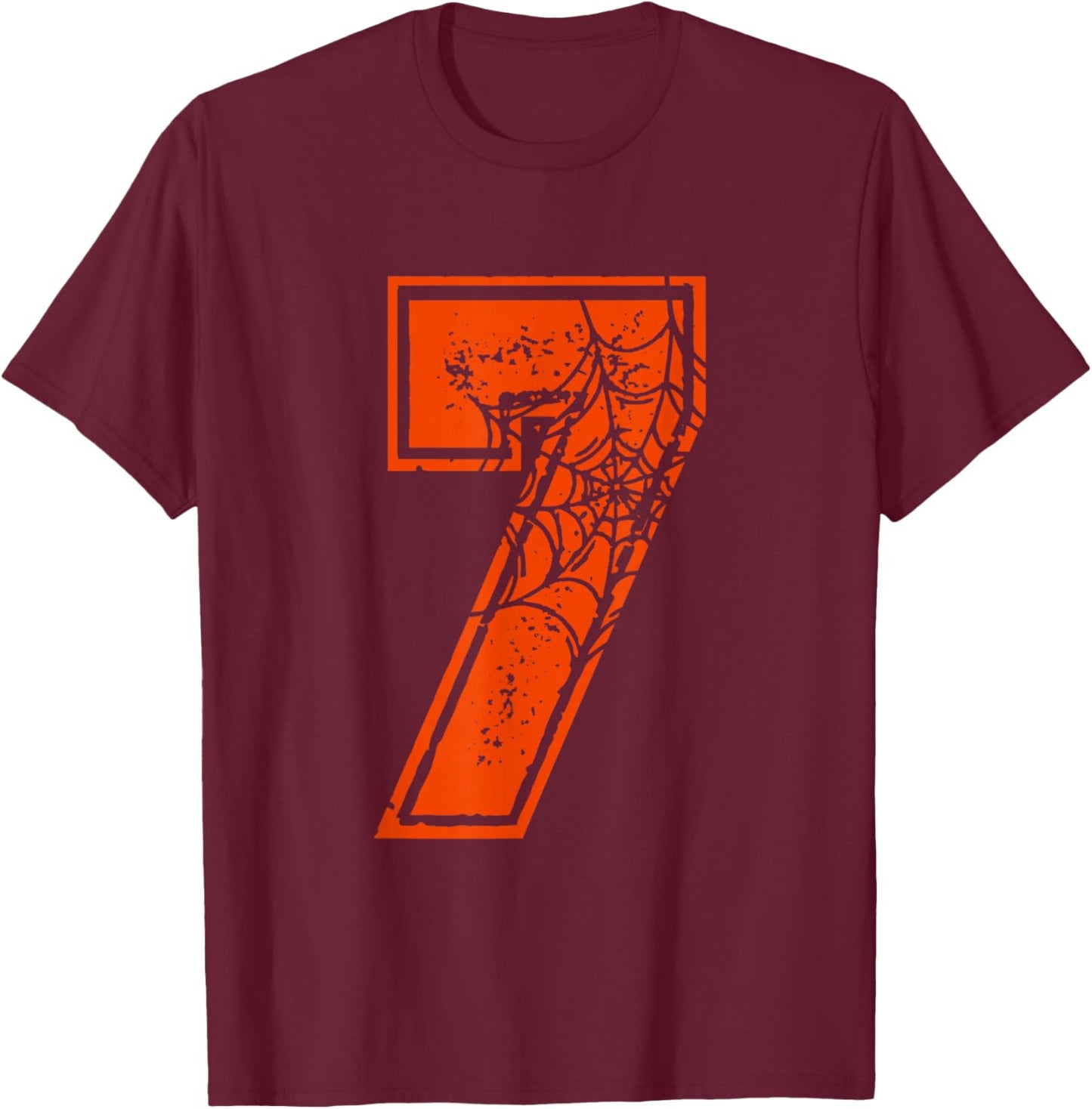 Number 7 67 Meme Halloween Pumpkin Costume Matching Group T-Shirt - T-Shirt | Maroon
