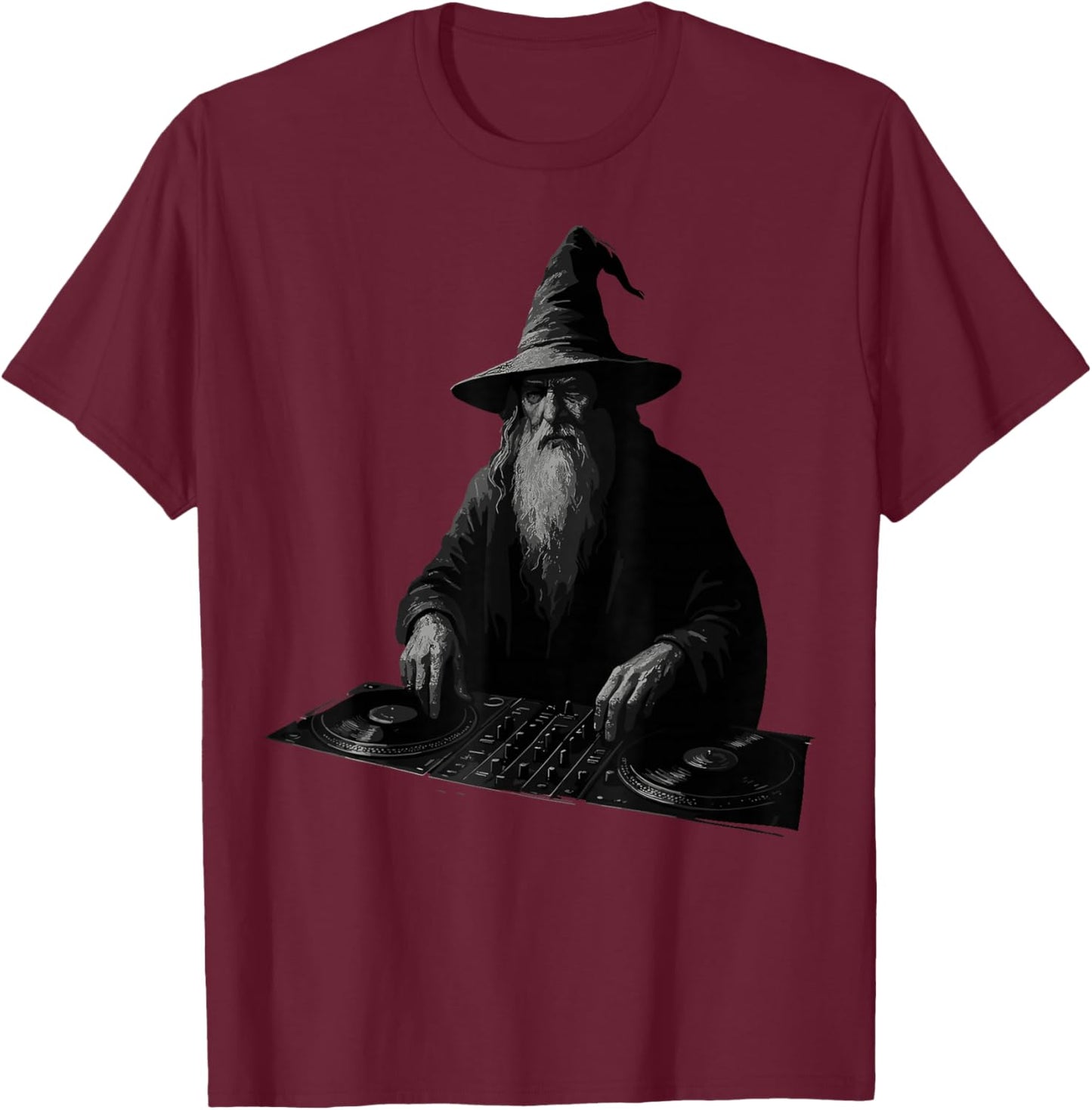 Wizard DJ Scratching Vinyl Turntable EDM Techno Vintage T-Shirt - T-Shirt | Maroon
