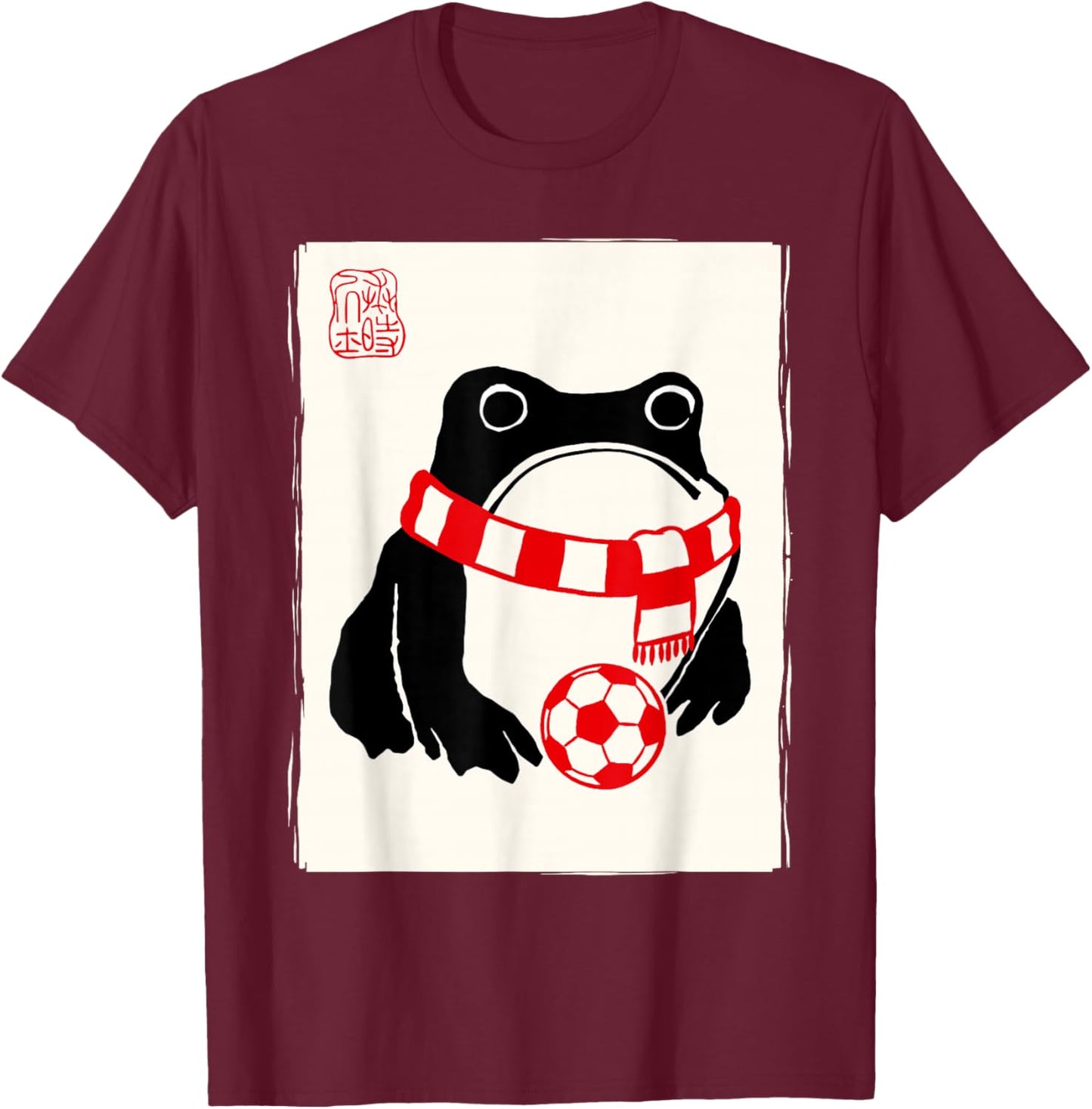 Grumpy Frog Soccer Player Men Women Kids Funny Soccer T-Shirt - T-Shirt | Maroon