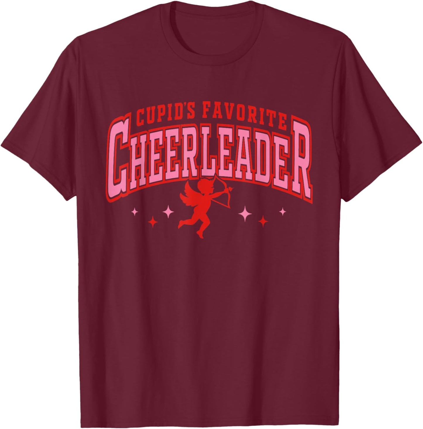 Cupid's Favorite Cheerleader Funny Valentine’s Day T-Shirt - T-Shirt | Maroon