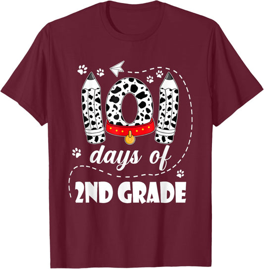 101 Days of 2nd Grade 100 Days of School Kids Teacher T-Shirt - T-Shirt | Maroon