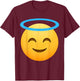 Funny Emoticon Smiling Face with Halo Angel T-Shirt - T-Shirt | Maroon