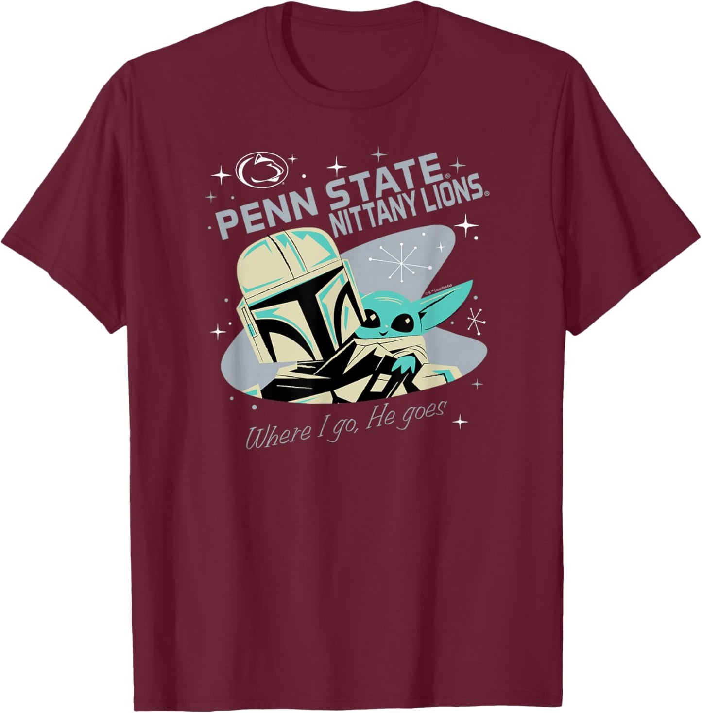 Penn State Nittany Lions Star Wars Mandalorian Navy T-Shirt - T-Shirt | Maroon