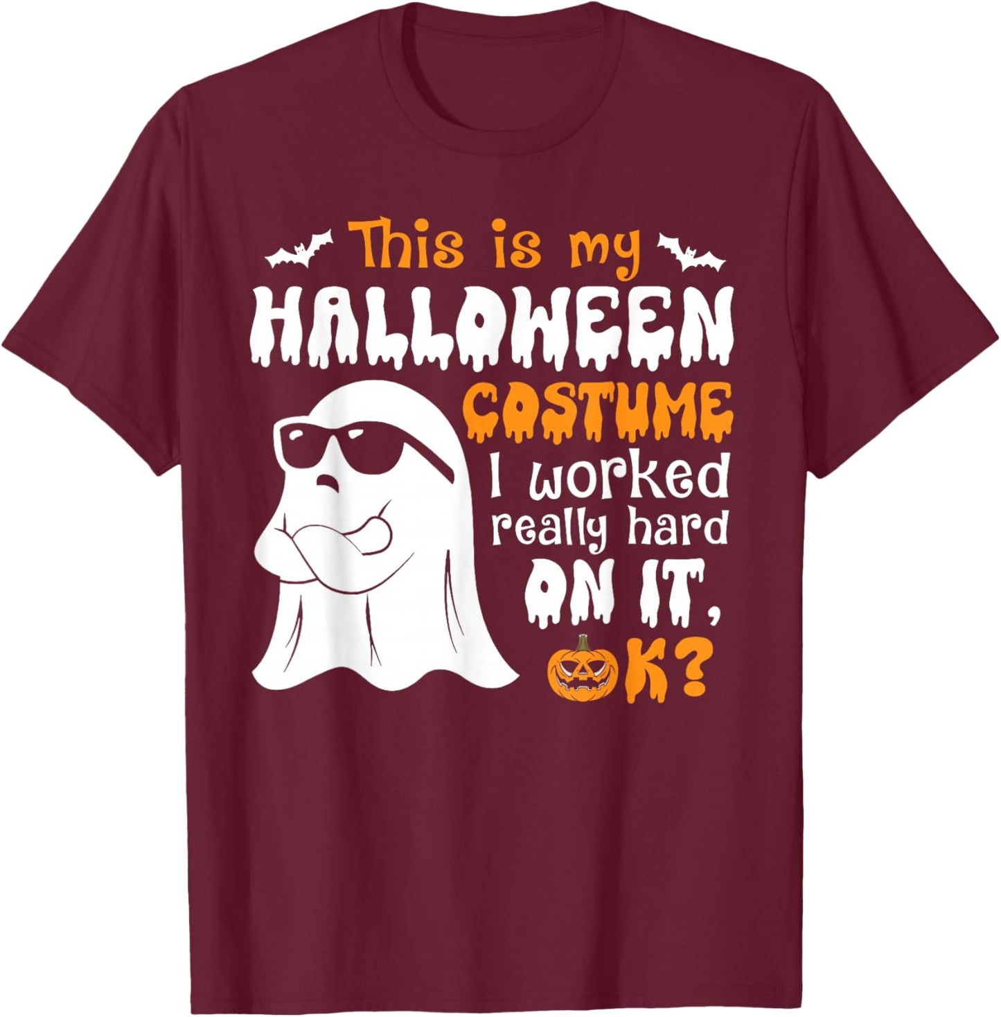 Funny Easy This is My Halloween Costume DIY Last Minute T-Shirt - T-Shirt | Maroon