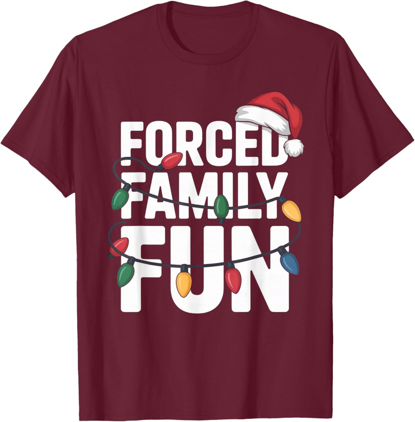 Funny Forced Family Holiday Christmas Matching Sarcastic T-Shirt - T-Shirt | Maroon