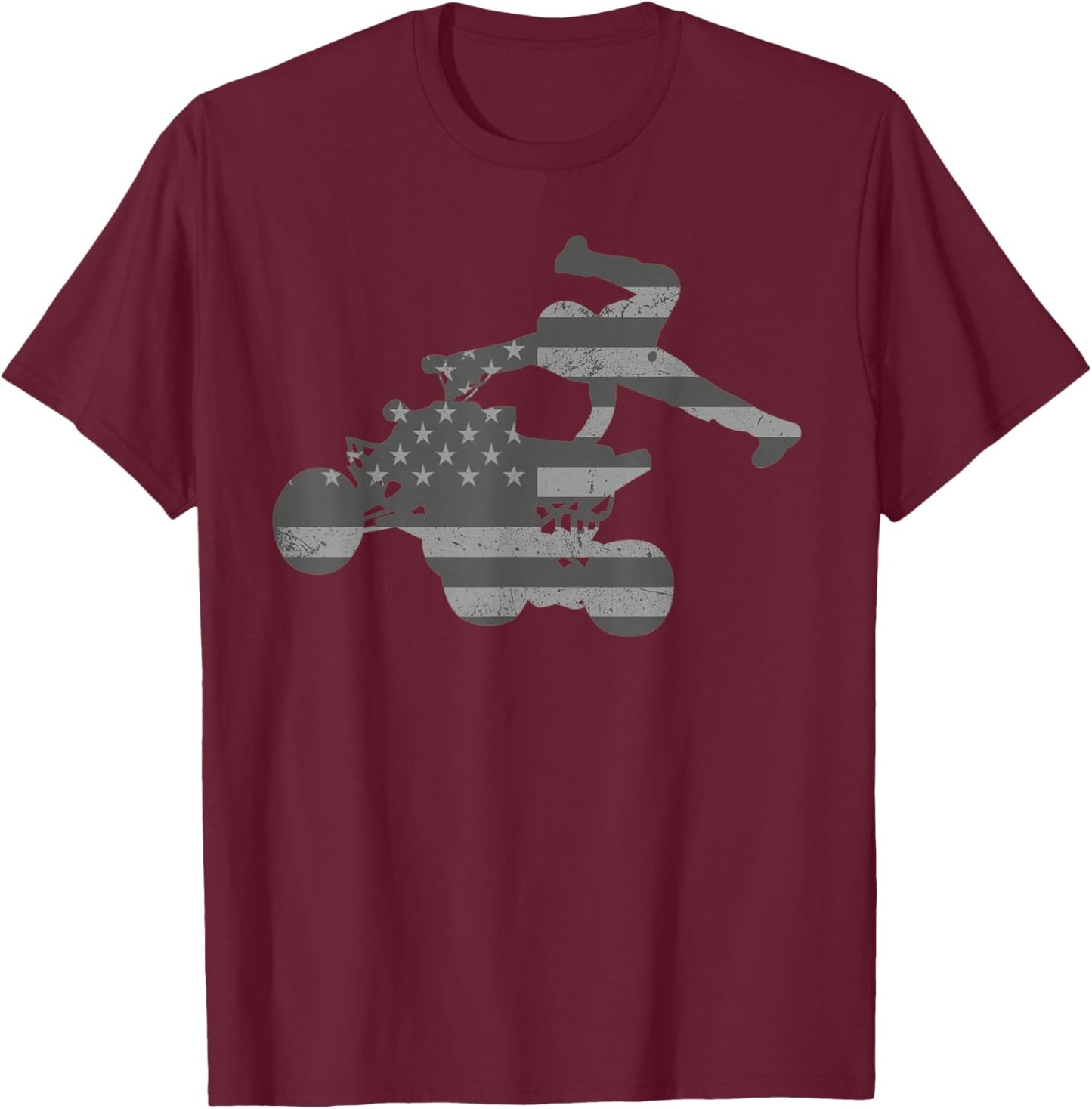 Vintage American Flag ATV T-Shirt - T-Shirt | Maroon