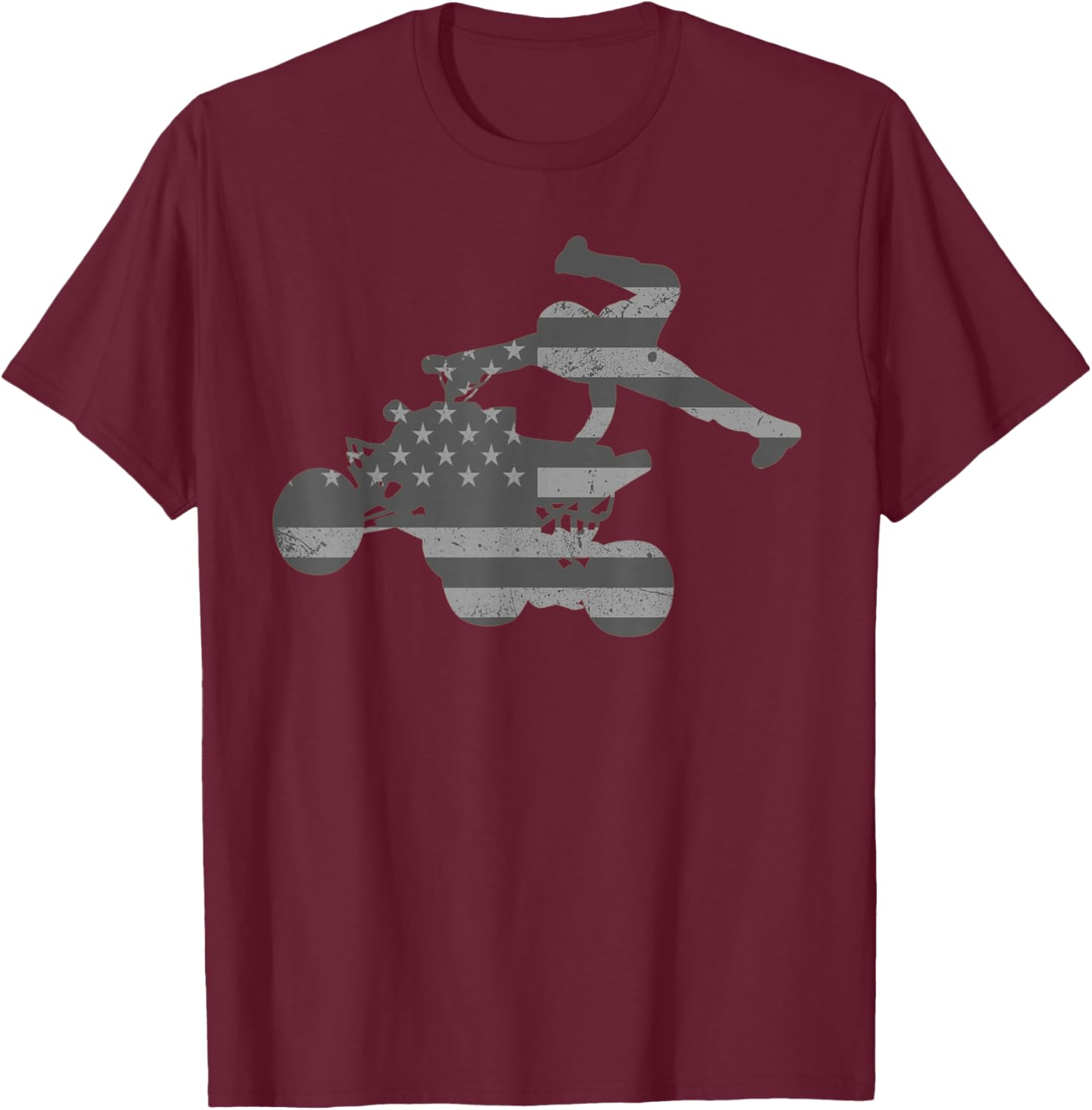 Vintage American Flag ATV T-Shirt - T-Shirt | Maroon