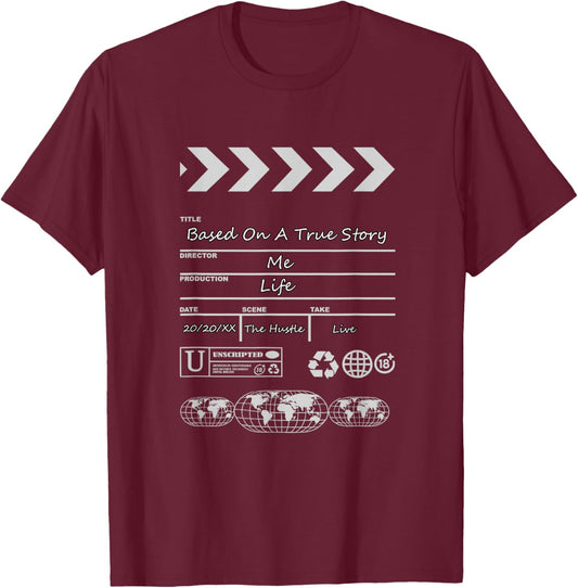 Grey Color Like A Movie Grey Graphic T-Shirt - T-Shirt | Maroon