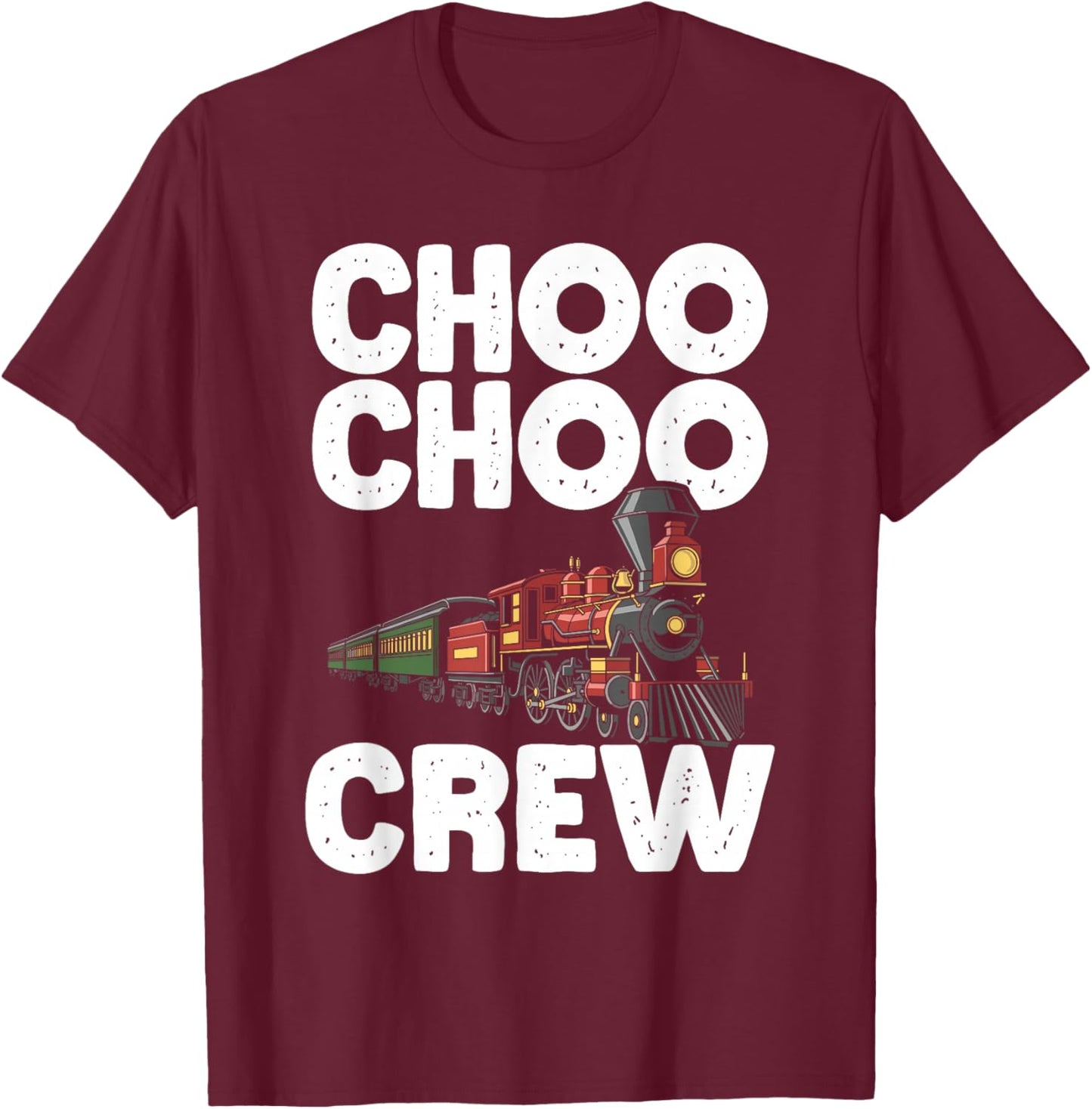 Choo Choo Crew Train Birthday Party Family T-Shirt - T-Shirt | Maroon