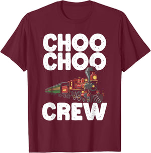 Choo Choo Crew Train Birthday Party Family T-Shirt - T-Shirt | Maroon