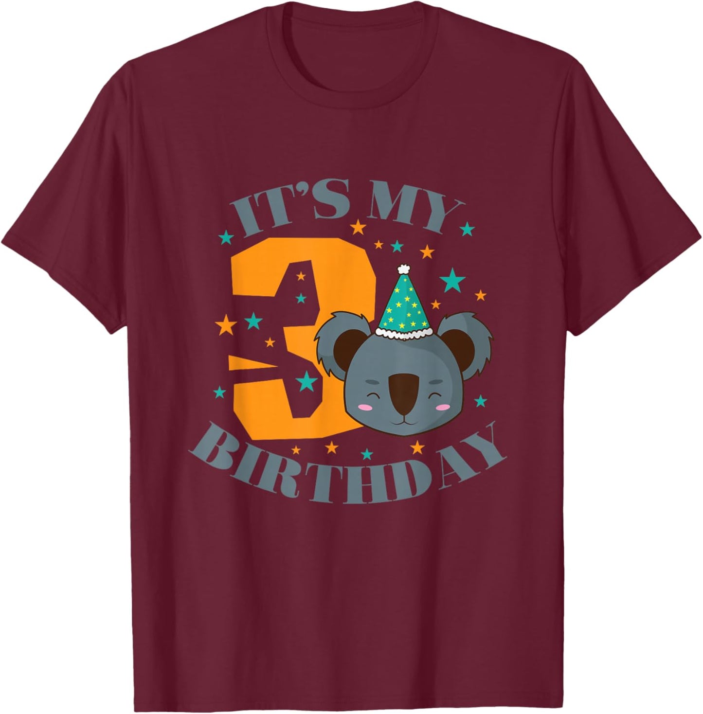 It's My 3rd Birthday Koala Child Girl T-Shirt - T-Shirt | Maroon