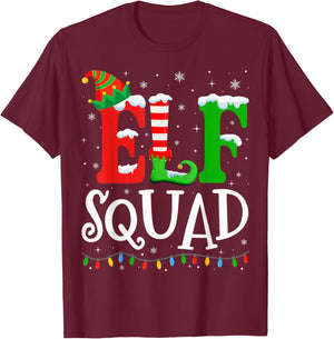 Elf Family Christmas Matching Pajamas Xmas Elf Squad T-Shirt - T-Shirt | Maroon