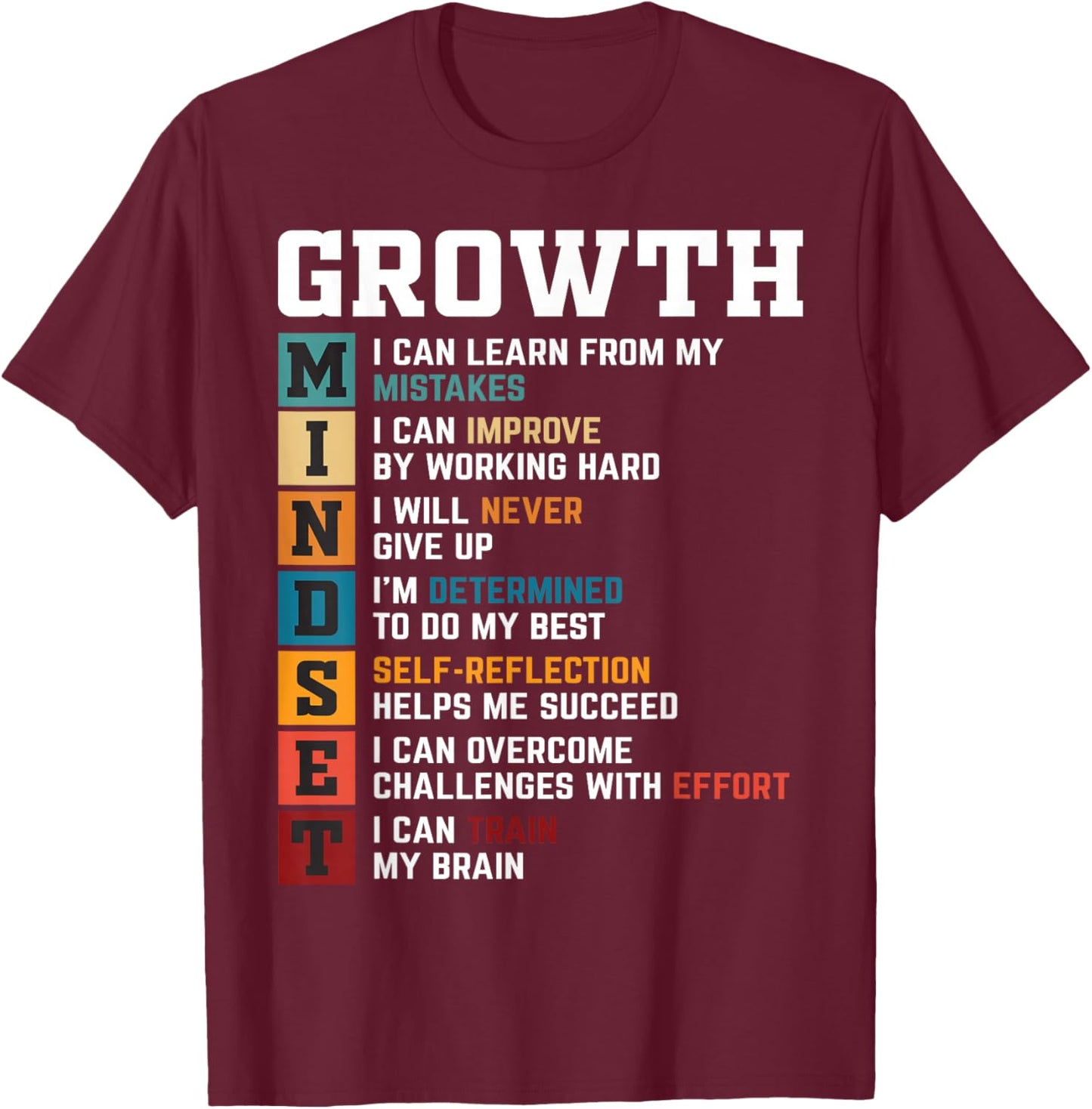 Motivational Quote Growth Mindset Inspiration Success Saying T-Shirt - T-Shirt | Maroon