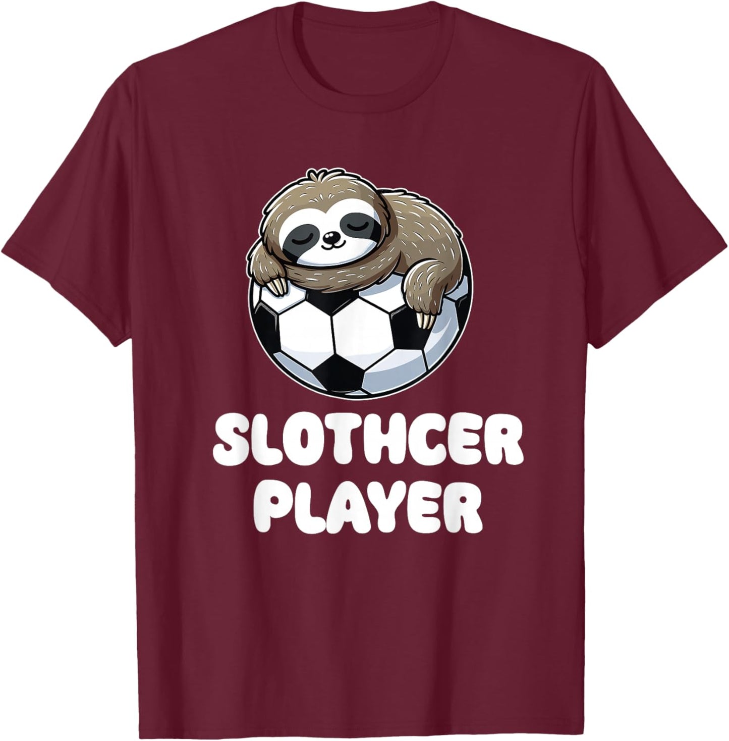 Funny Sloth Soccer Player Slothcer Lover T-Shirt - T-Shirt | Maroon