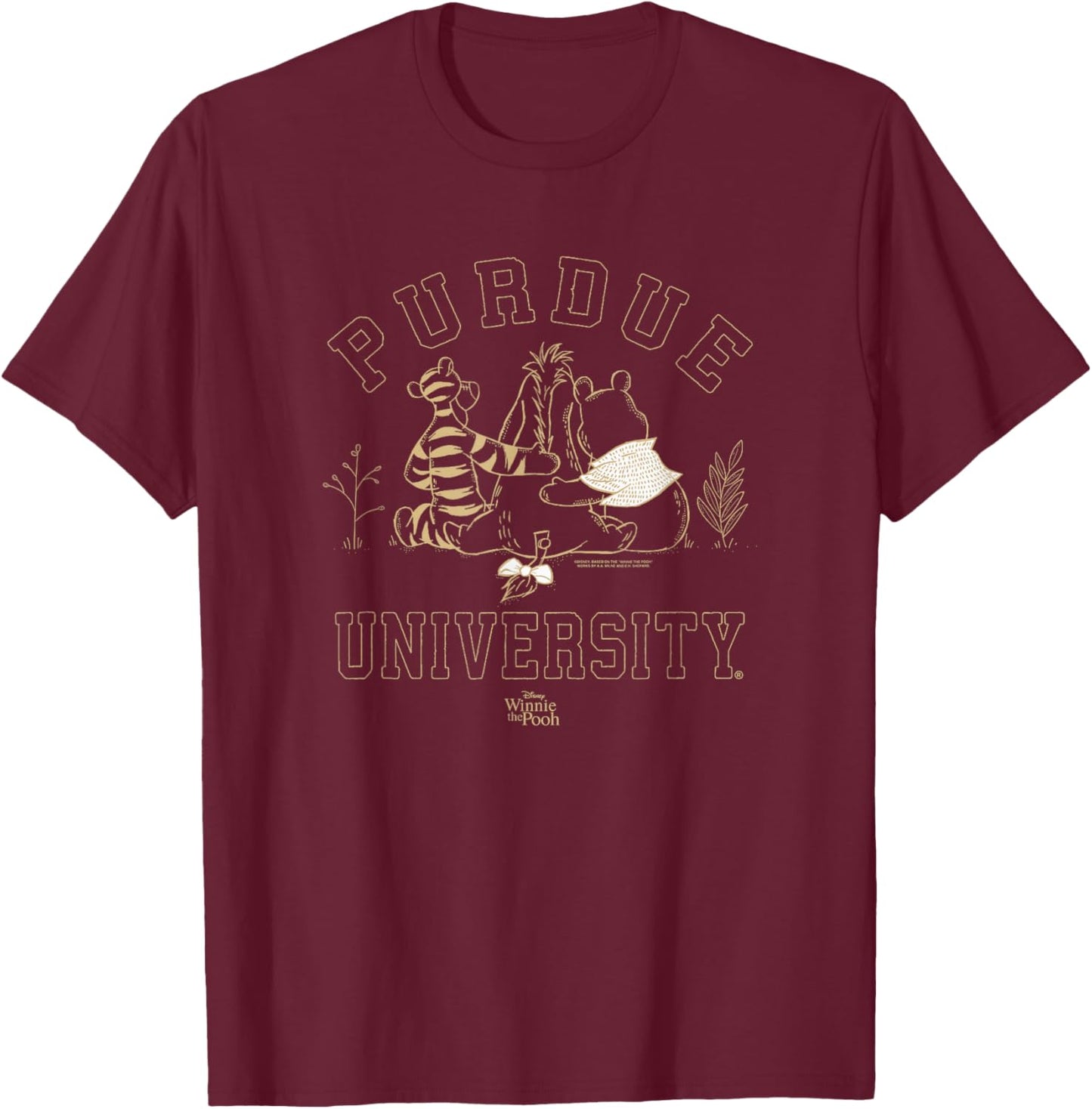 Purdue Boilermakers Winnie The Pooh and Friends Dark Gray T-Shirt - T-Shirt | Maroon