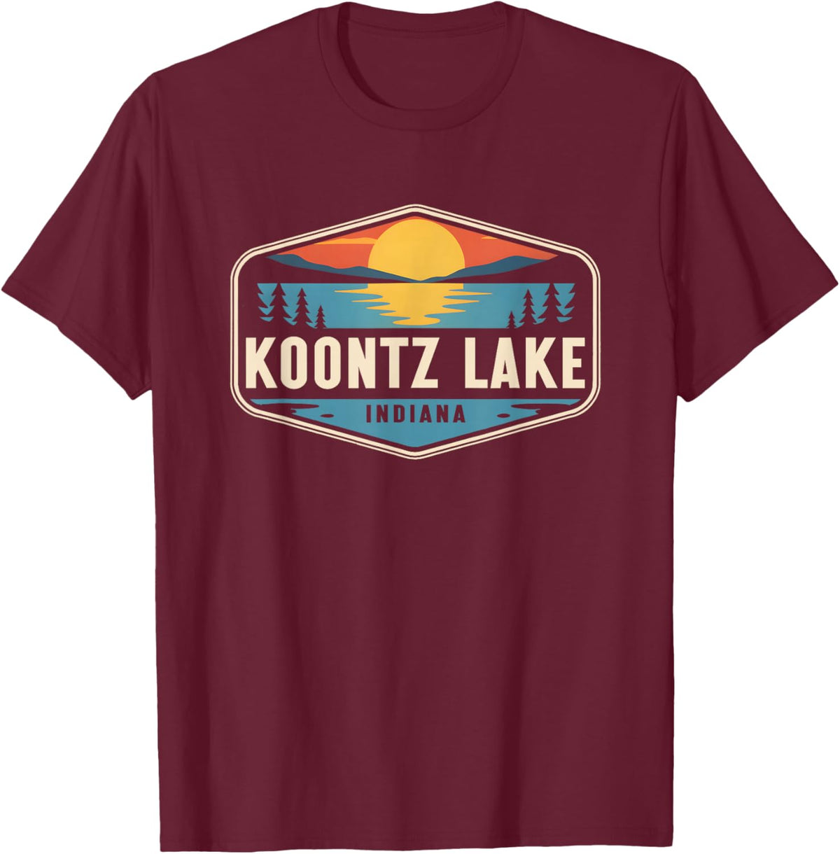 Koontz Lake Indiana Outdoors Vintage T-Shirt - T-Shirt | Maroon