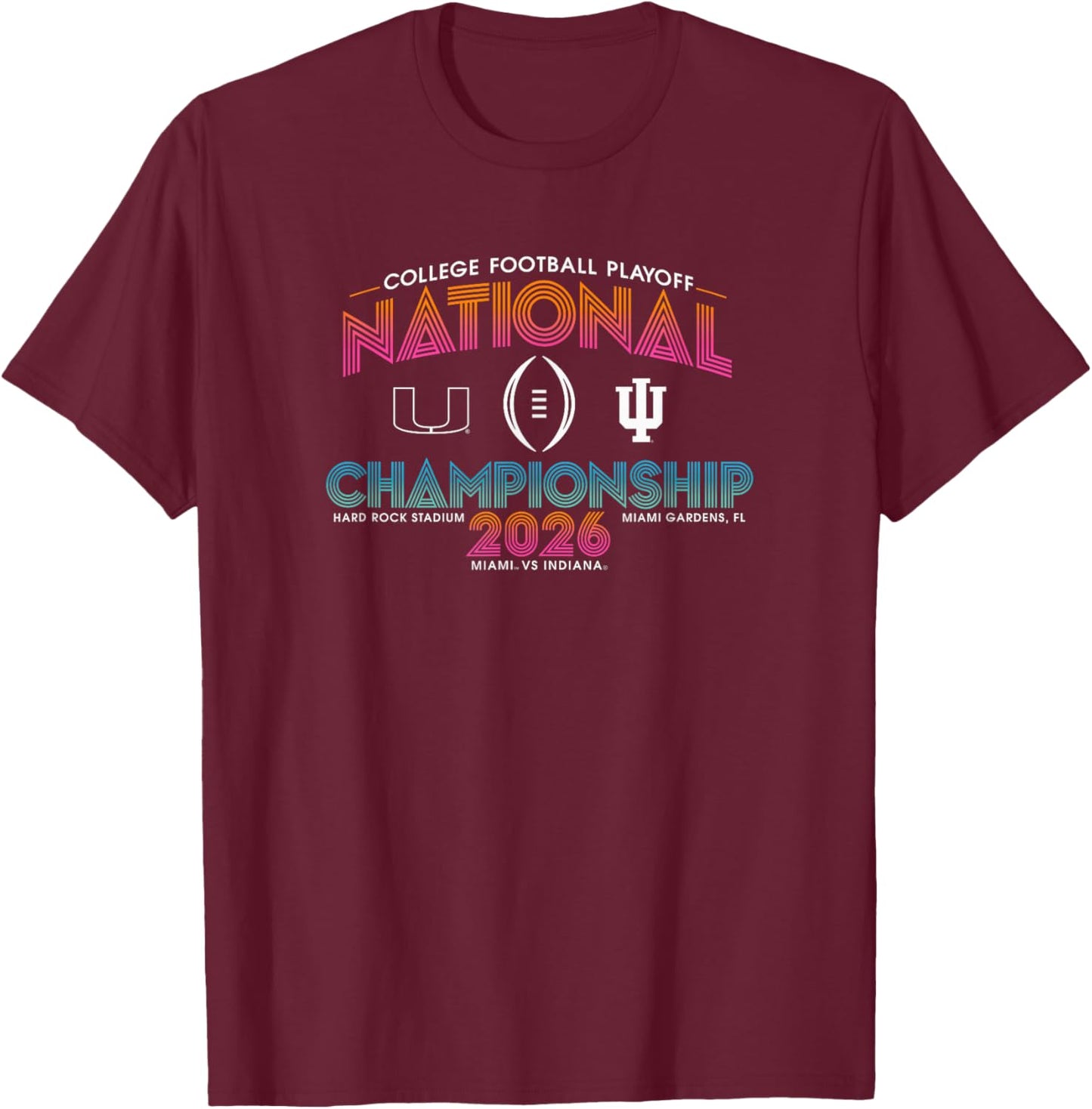 Miami vs Indiana CFP National Championship 2026 Black T-Shirt - T-Shirt | Maroon