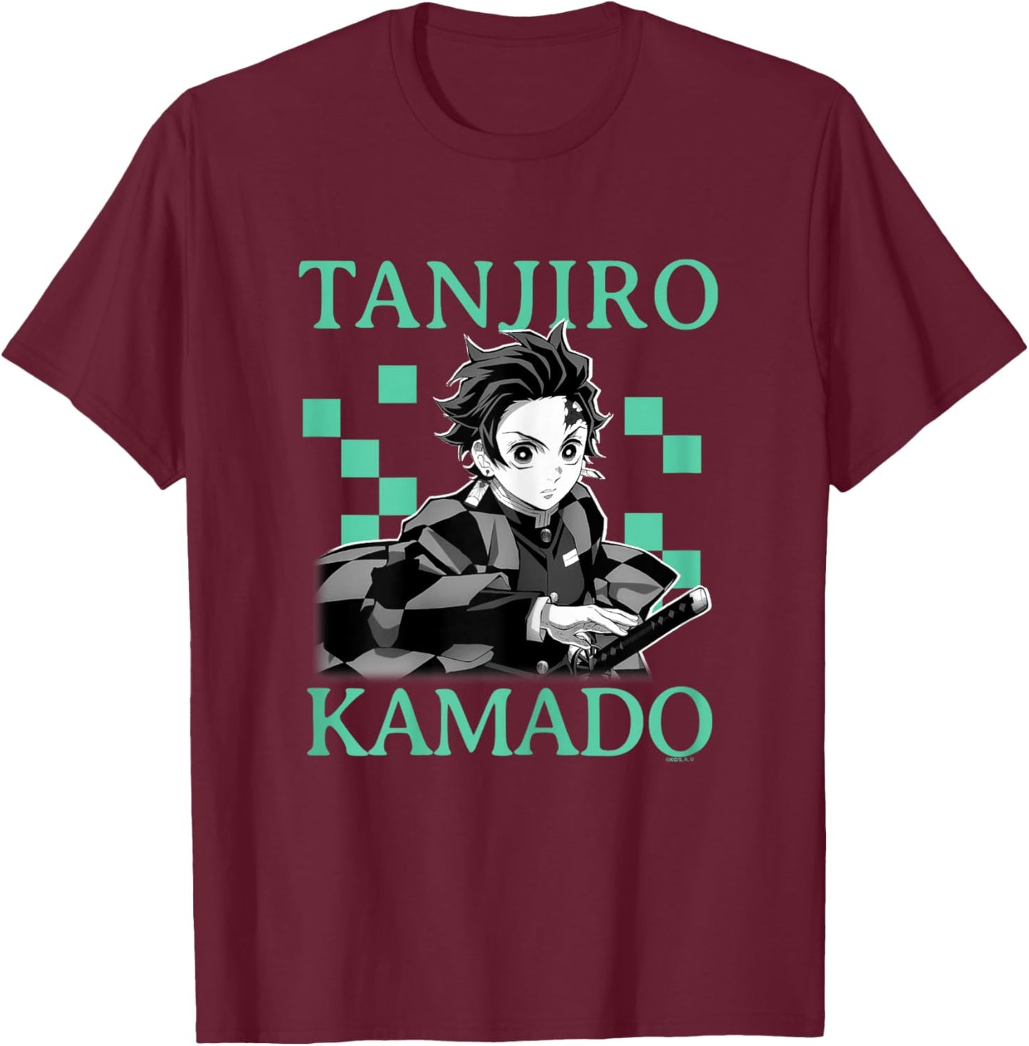 Demon Slayer: Kimetsu no Yaiba Tanjiro Kamado Classic Haori T-Shirt - T-Shirt | Maroon