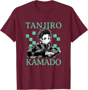 Demon Slayer: Kimetsu no Yaiba Tanjiro Kamado Classic Haori T-Shirt - T-Shirt | Maroon