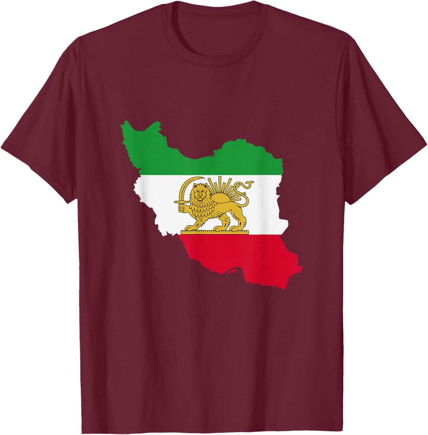 Free Iran Lion and Sun Flag – Persian Heritage Symbol Design T-Shirt - T-Shirt | Maroon
