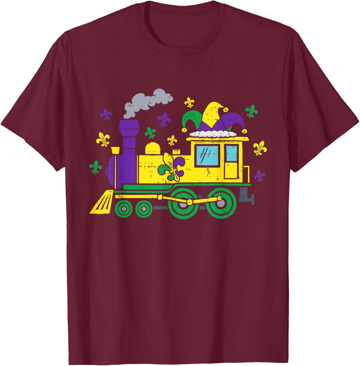 Cute Mardi Gras Train with Fleur De Lis Boys Kids Toddler T-Shirt - T-Shirt | Maroon