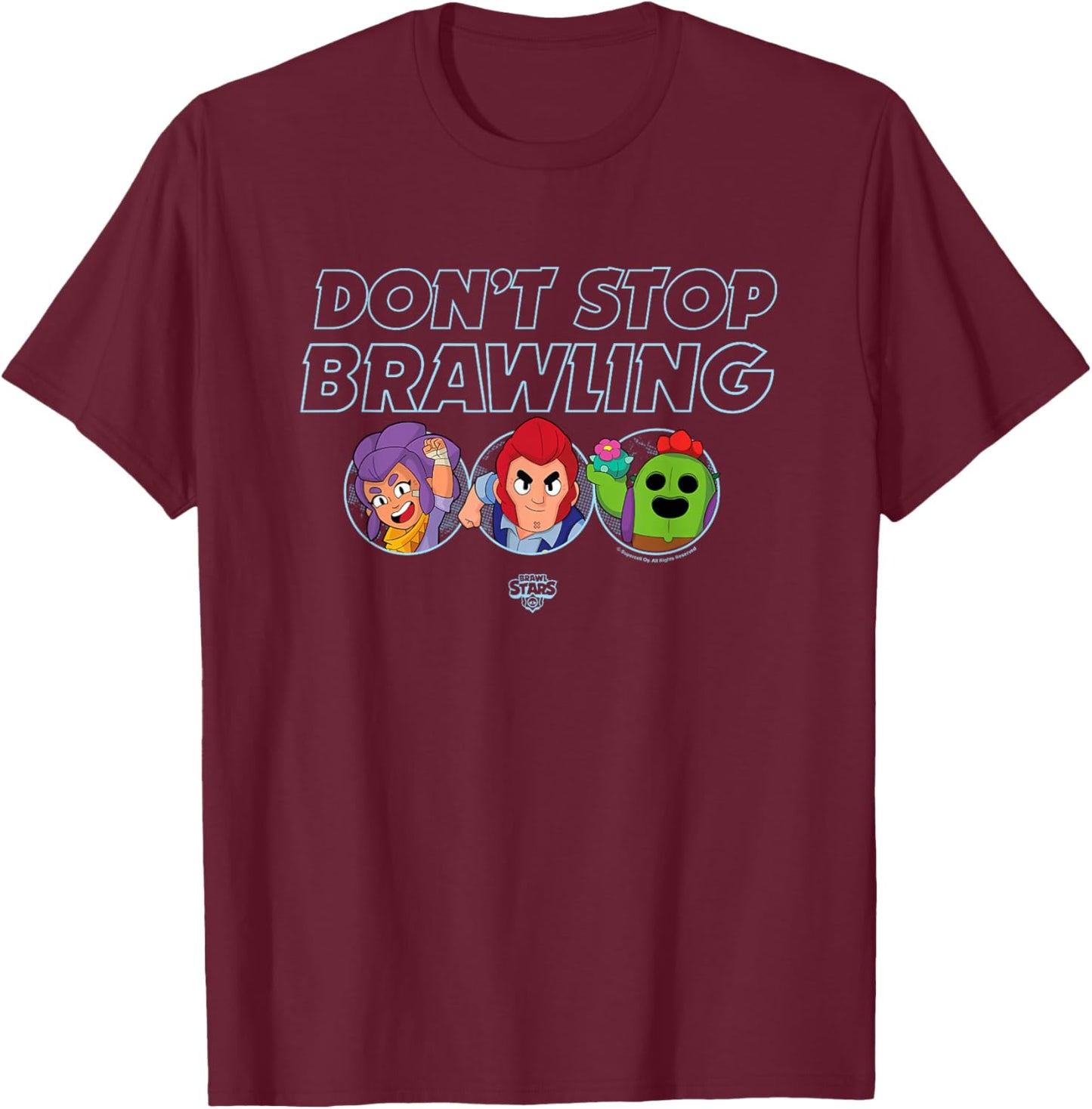 Brawl Stars Don't Stop Brawling Colt Spike & Shelly Portrait T-Shirt - T-Shirt | Maroon