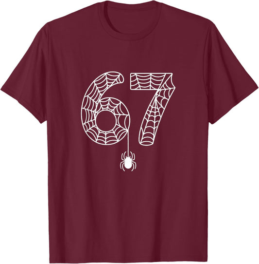 Halloween 67 Costume Shirt Halloween 6 7 Spider Web T-Shirt - T-Shirt | Maroon