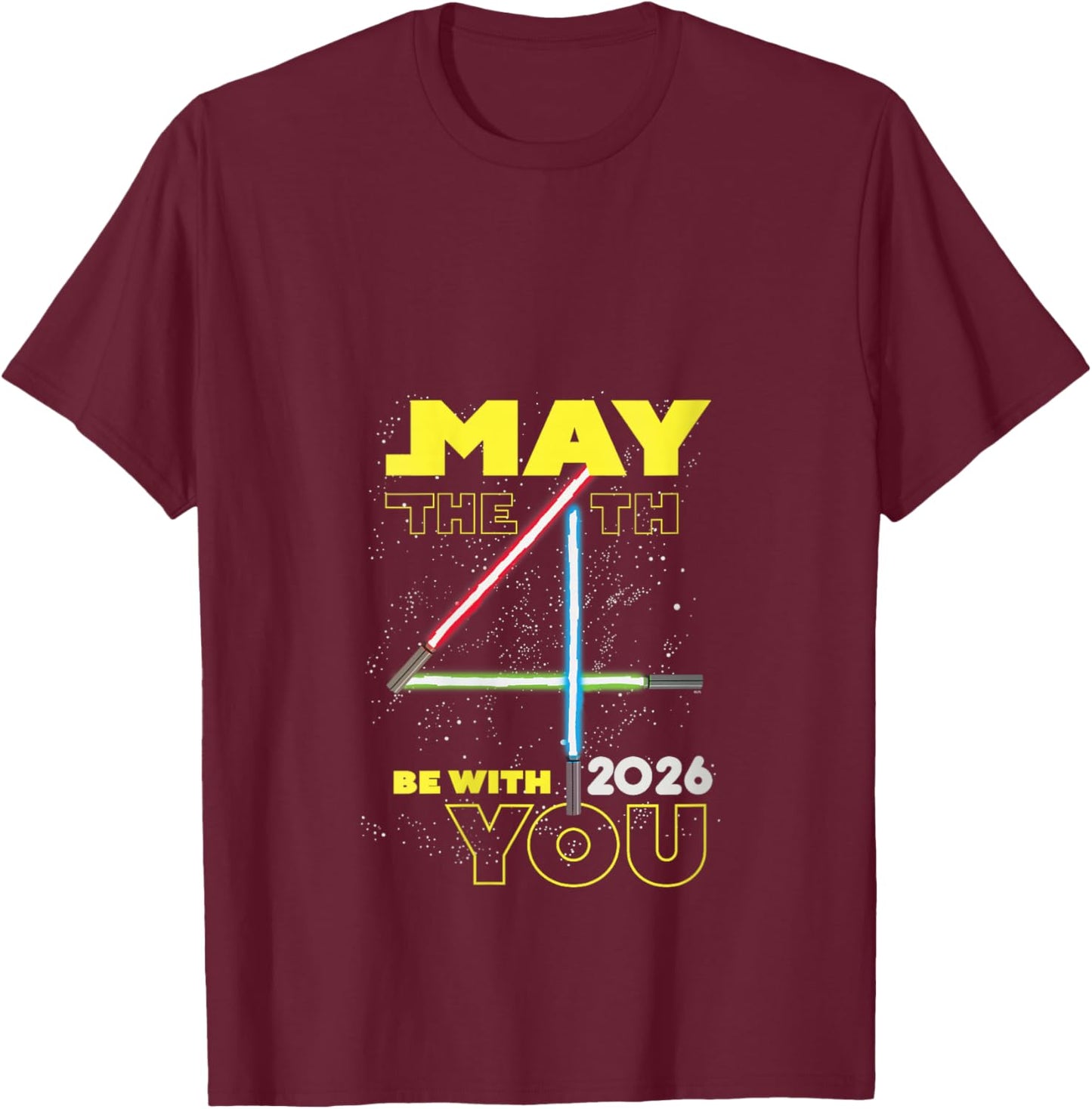 Women's Star Wars May the 4th Be With You 2026 Lightsabers V-Neck T-Shirt - T-Shirt | Maroon