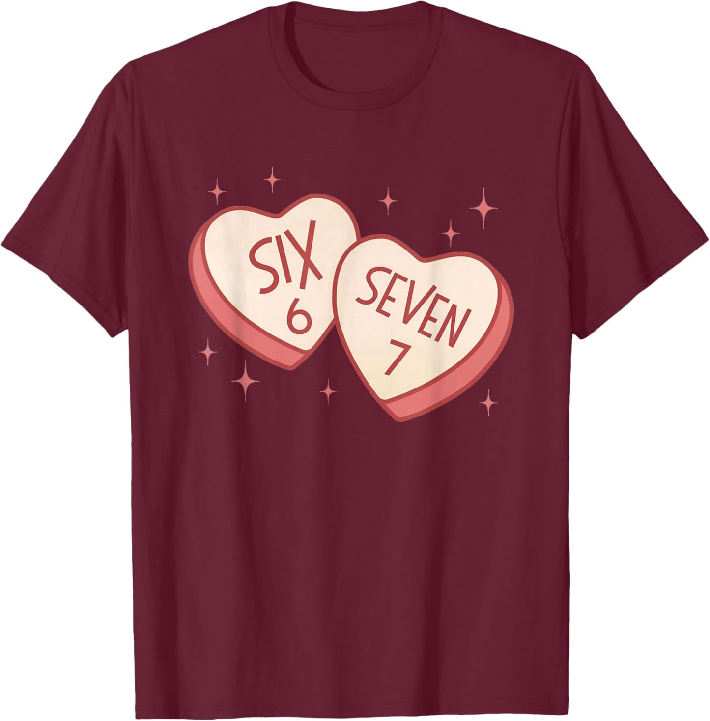 67 Valentines Day Candy Heart 6 7 Meme Six Seven Kids Boys T-Shirt - T-Shirt | Maroon