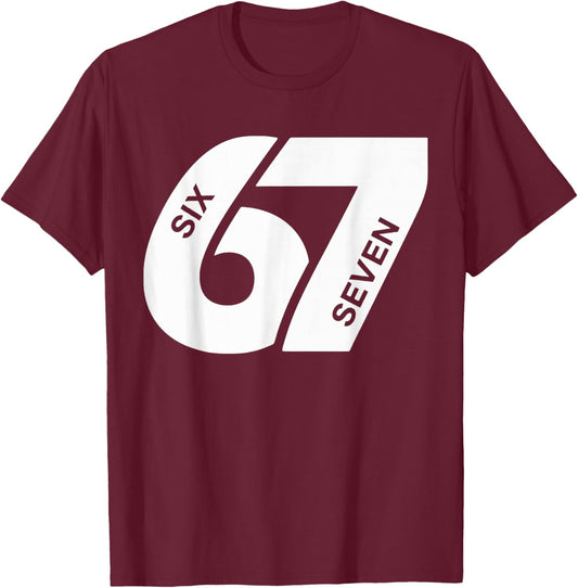 Vintage 67 Six Seven | Retro Varsity Sports Graphic Apparel T-Shirt - T-Shirt | Maroon