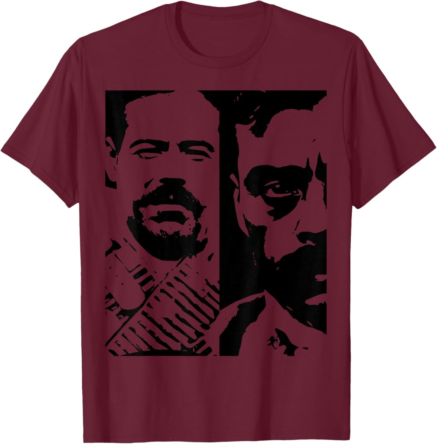 Emiliano Zapata and Francisco Villa Revolution Design T-Shirt - T-Shirt | Maroon
