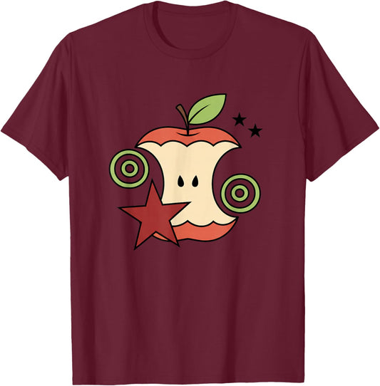 Apple Core Retro Fruit Nostalgia Vintage Pop Art T-Shirt - T-Shirt | Maroon
