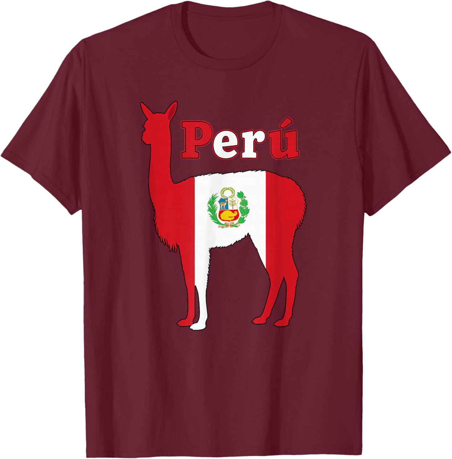 Perú Vicuna Peruvian Flag Pride Peru Llama Alpaca T-Shirt - T-Shirt | Maroon