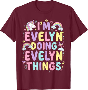 I'm Evelyn Doing Evelyn Things Cute Girl's T-Shirt - T-Shirt | Maroon