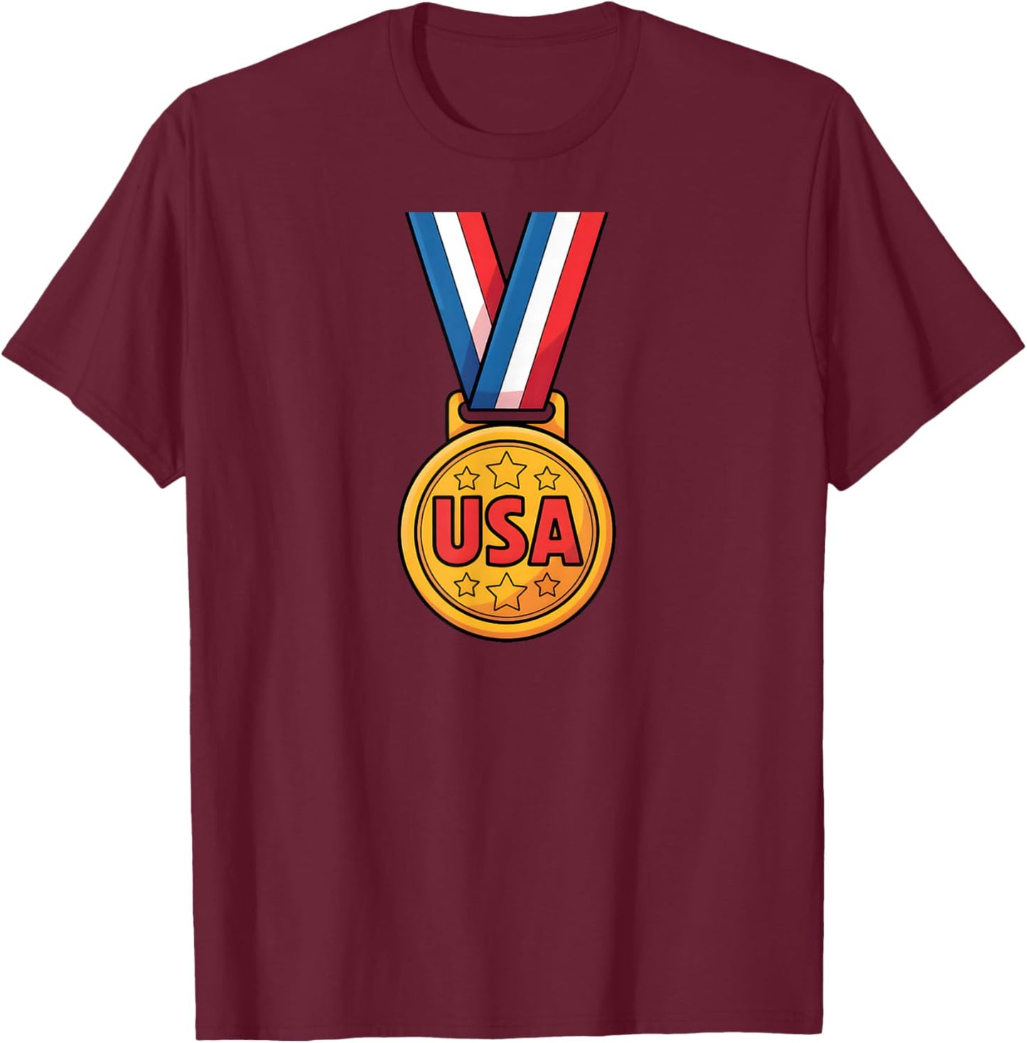 USA Medal - USA Sports Winter and Summer - USA Games T-Shirt - T-Shirt | Maroon