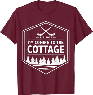 Coming to The Cottage Cozy Outdoors Hockey Romantic Couple T-Shirt - T-Shirt | Maroon