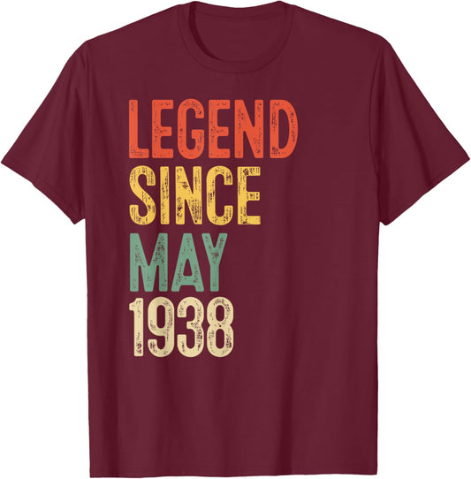 Vintage 88 Birthday Decorations Men 88yr 1938 88th Birthday T-Shirt - T-Shirt | Maroon
