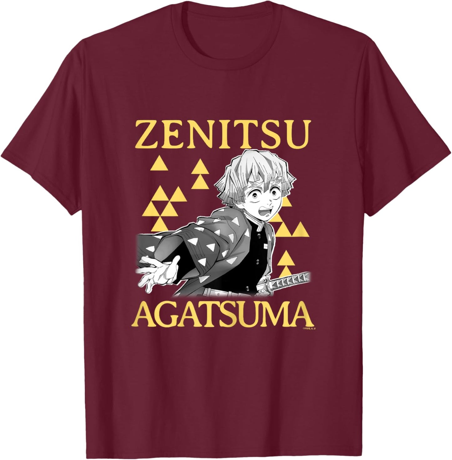 Demon Slayer: Kimetsu no Yaiba Zenitsu Scary Face T-Shirt - T-Shirt | Maroon