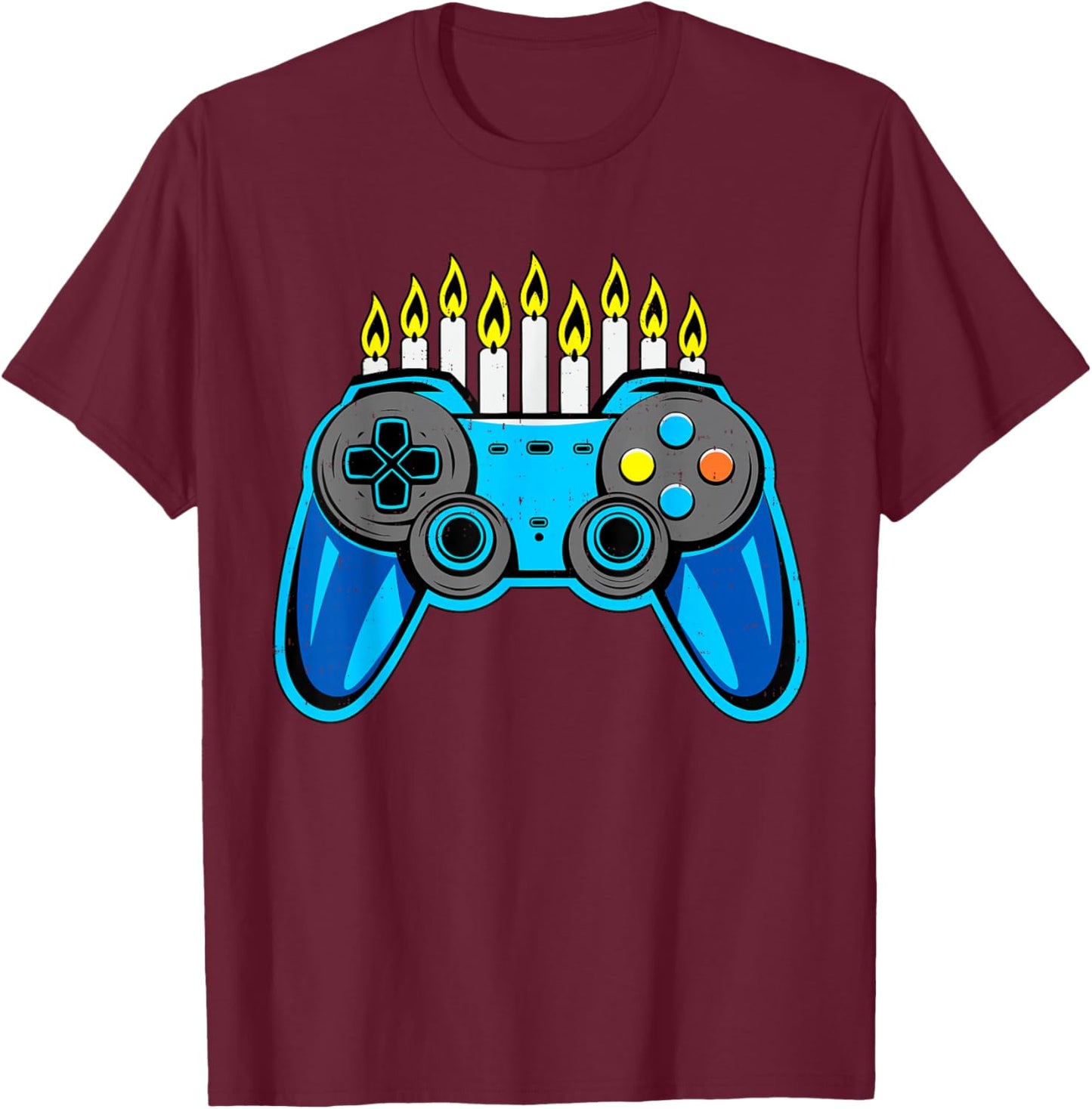 Boys Hanukkah Video Game Dreidel Jewish Menorah Chanukah Kid T-Shirt - T-Shirt | Maroon