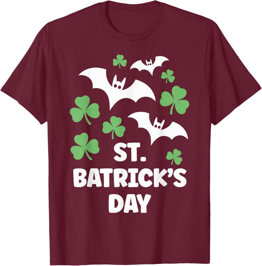 St batricks Day, bat Saint Patricks Day Shamrock Pun T-Shirt - T-Shirt | Maroon